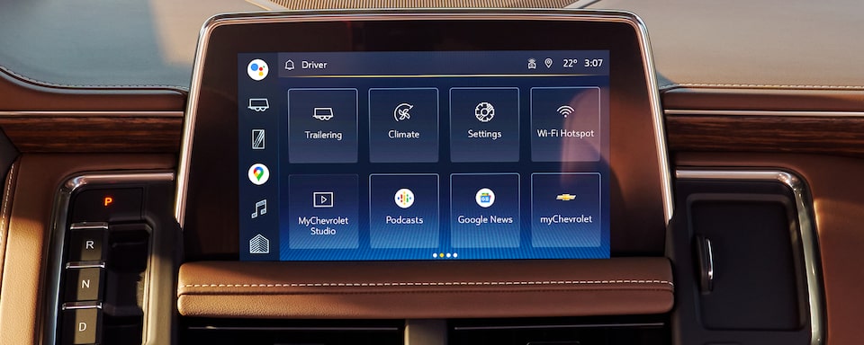 The 10.2" Infotainment System with Google Built-in of the MY24 Chevy Suburban