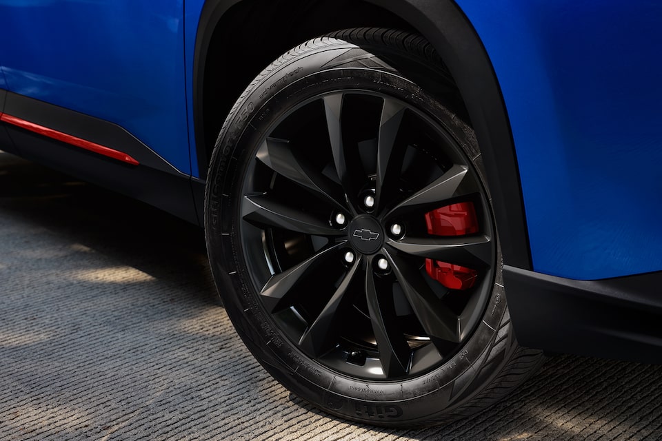 Black wheels with red calipers